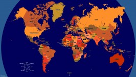 Bright Orange Blue World Map
